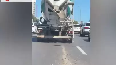 İstanbul'da Beton Mikseri Sürücüsüne Yola Harç Döktüğü İçin Ceza Kesildi!